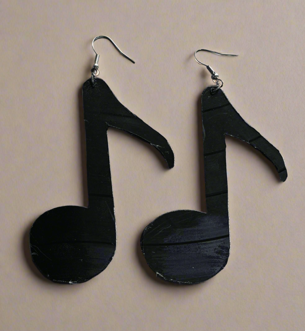 Music Note Vinyl Record Earrings